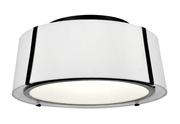 The Fulton 18" Semi Flush Mount combines classic farmhouse charm with versatile transitional design. Its double white fabric shade with metal ring detail and glass diffuser creates soft, diffused lighting perfect for bedrooms and living spaces.