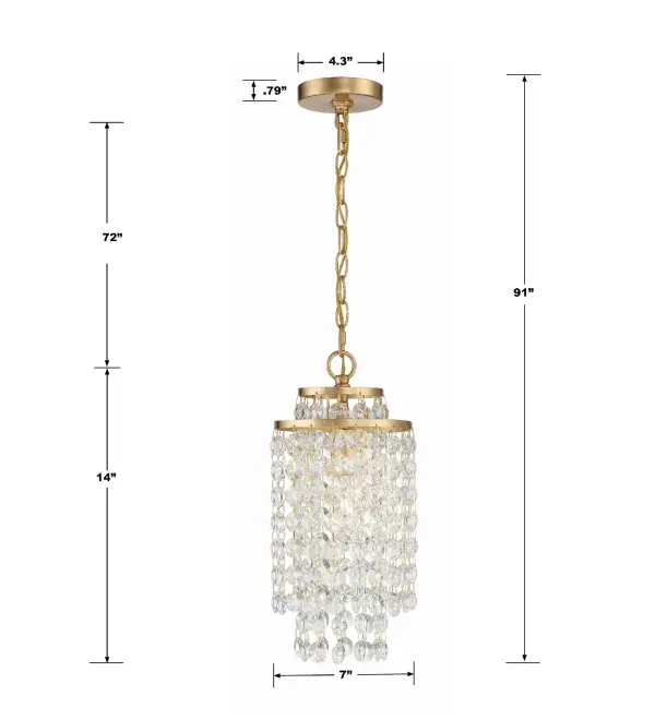 Gabrielle 7" Crystal Chandelier in Antique Gold - Image 7