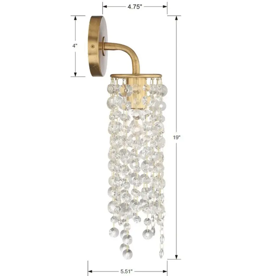 Gabrielle 4.75" Crystal Sconce in Antique Gold - Image 6