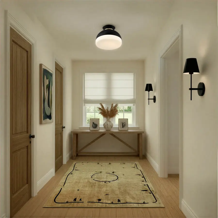 Designer Mid-Century Flush Mount with Timeless Two-Tone Appeal - Image 14