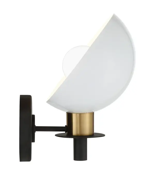 The Gigi 8" Sconce brings fresh mid-century style with its striking black and gold finish combination. Perfect for adding character to bathrooms, bedrooms, or hallways, this compact fixture balances vintage inspiration with contemporary appeal. - alternate view