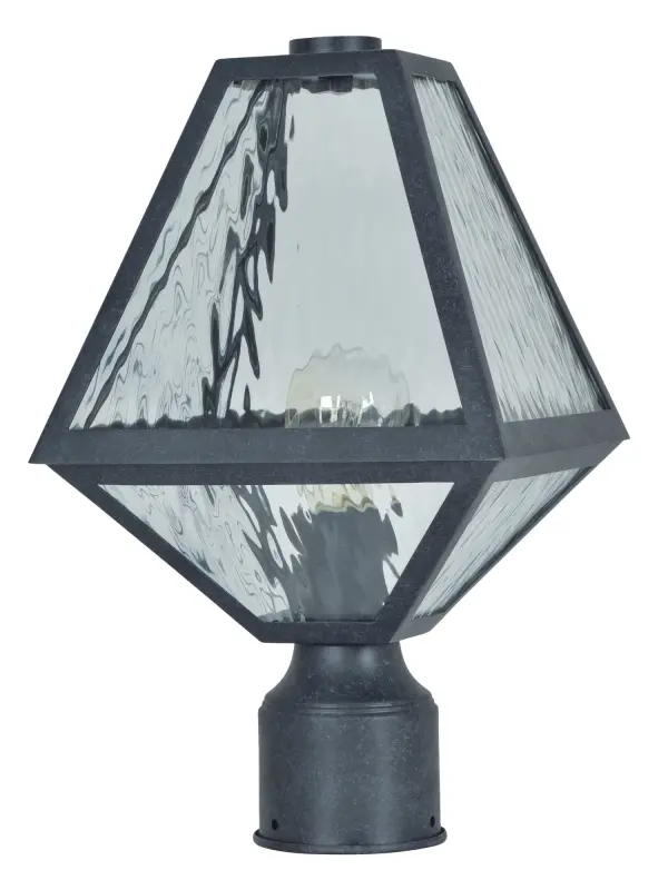 The Glacier 8" Outdoor Post Light brings architectural drama to outdoor spaces with its unique iceberg-inspired silhouette. Featuring angular lines and a distinctive tapered design, it pairs black charcoal finish with white opal glass for striking contrast.