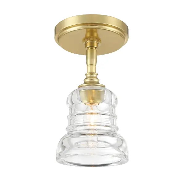 The Gregory 5" Semi Flush Mount combines retro ribbed glass with contemporary matte black finish, creating a versatile fixture perfect for smaller spaces. Its exposed bulb design adds character while maintaining simplicity.