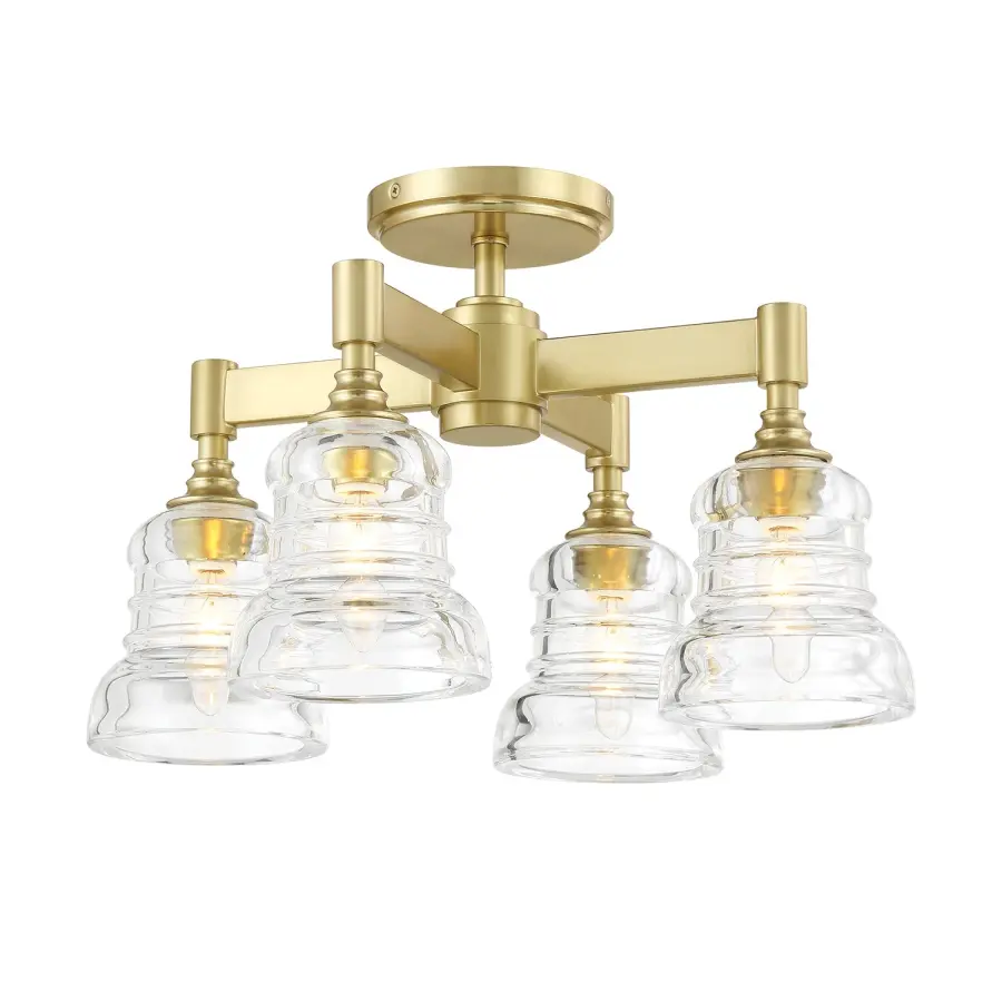 Gregory 17.25" Semi Flush Mount in Aged Brass - Image 1