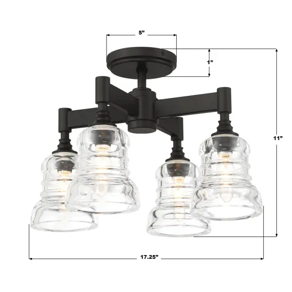 Gregory 17.25" Semi Flush Mount in Aged Brass - Image 15