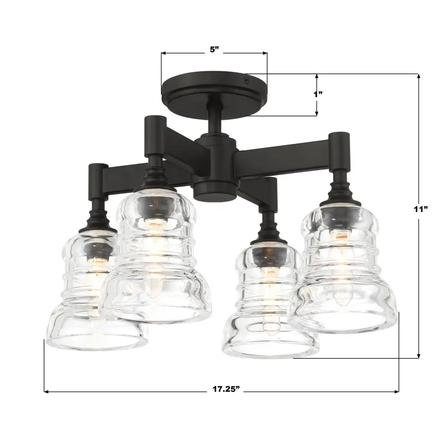 Gregory 17.25" Semi Flush Mount in Aged Brass - Image 15