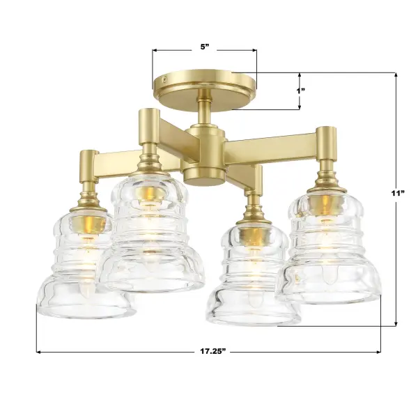 Gregory 17.25" Semi Flush Mount in Aged Brass - Image 7