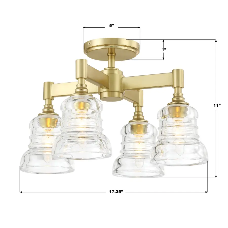 Gregory 17.25" Semi Flush Mount in Aged Brass - Image 7