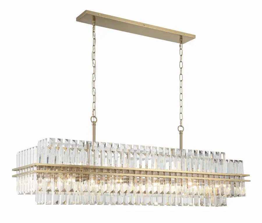 Stunning Tiered Crystal Linear Chandelier with Mid-Century Elegance - Image 1