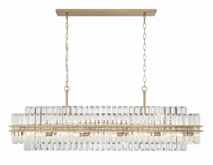Stunning Tiered Crystal Linear Chandelier with Mid-Century Elegance - Image 2