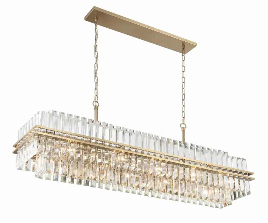 Stunning Tiered Crystal Linear Chandelier with Mid-Century Elegance - Image 4