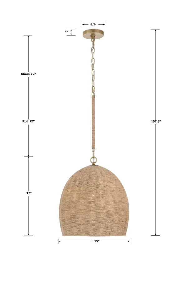 Jace 15" Jute Pendant Light - Image 9