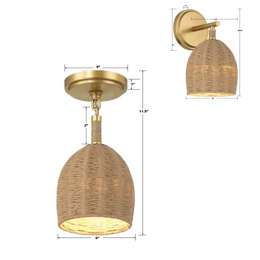 Jace 6" LED Semi Flush Mount in Soft Gold - Image 8