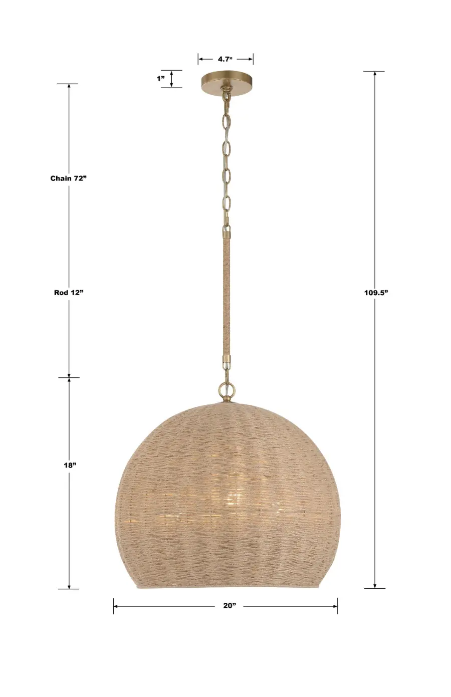 Jace 20" Jute Pendant Light in Soft Gold - Image 9