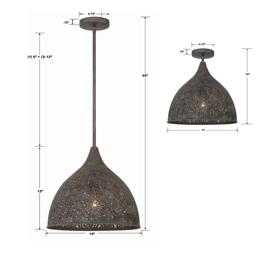 Jasmine 14" Forged Bronze Pendant - Image 6