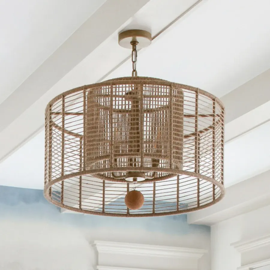 Jayna 25" Natural Jute Chandelier - Image 6