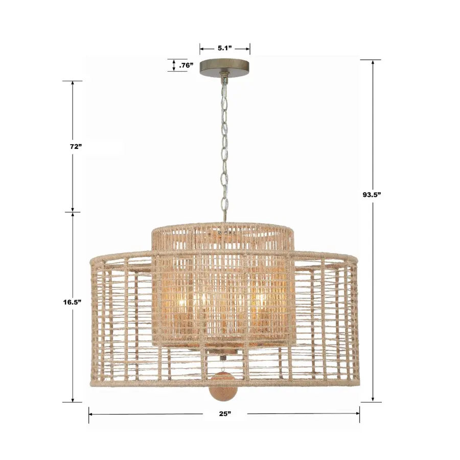 Jayna 25" Natural Jute Chandelier - Image 9