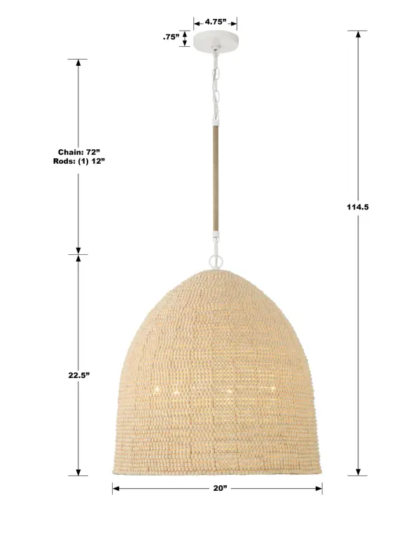 Jasper 20" Wooden Bead Pendant - Image 7