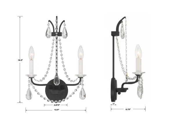 Karrington 12.5" Crystal Sconce in Matte Black - Image 11