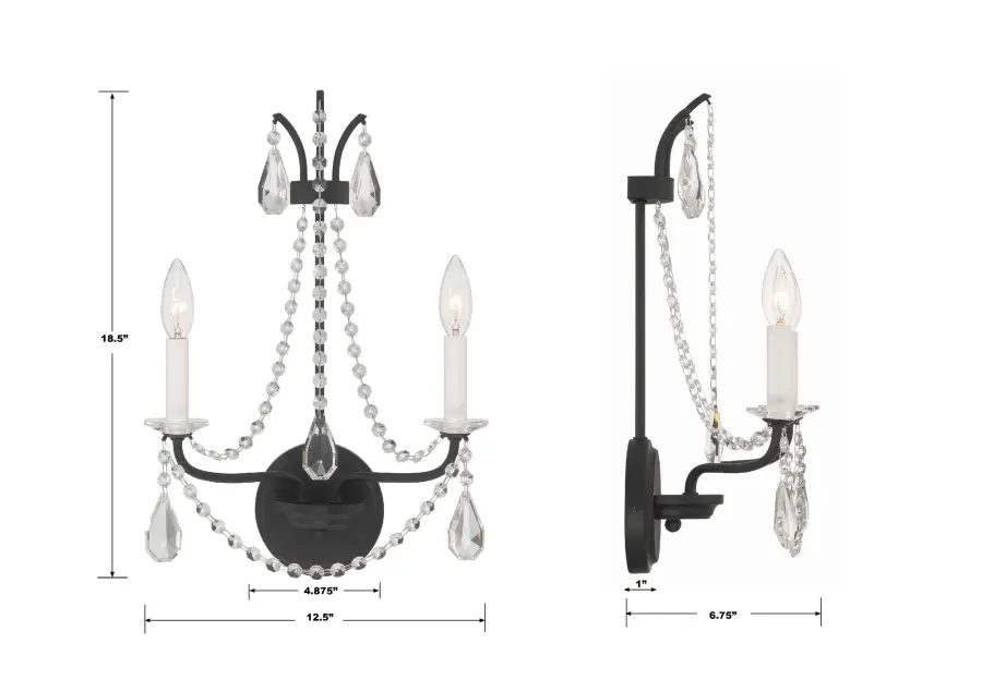 Karrington 12.5" Crystal Sconce in Matte Black - Image 11