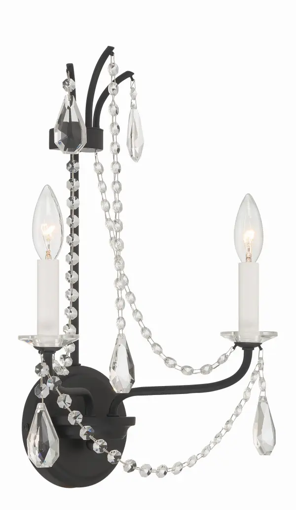 Karrington 12.5" Crystal Sconce in Matte Black - Image 9