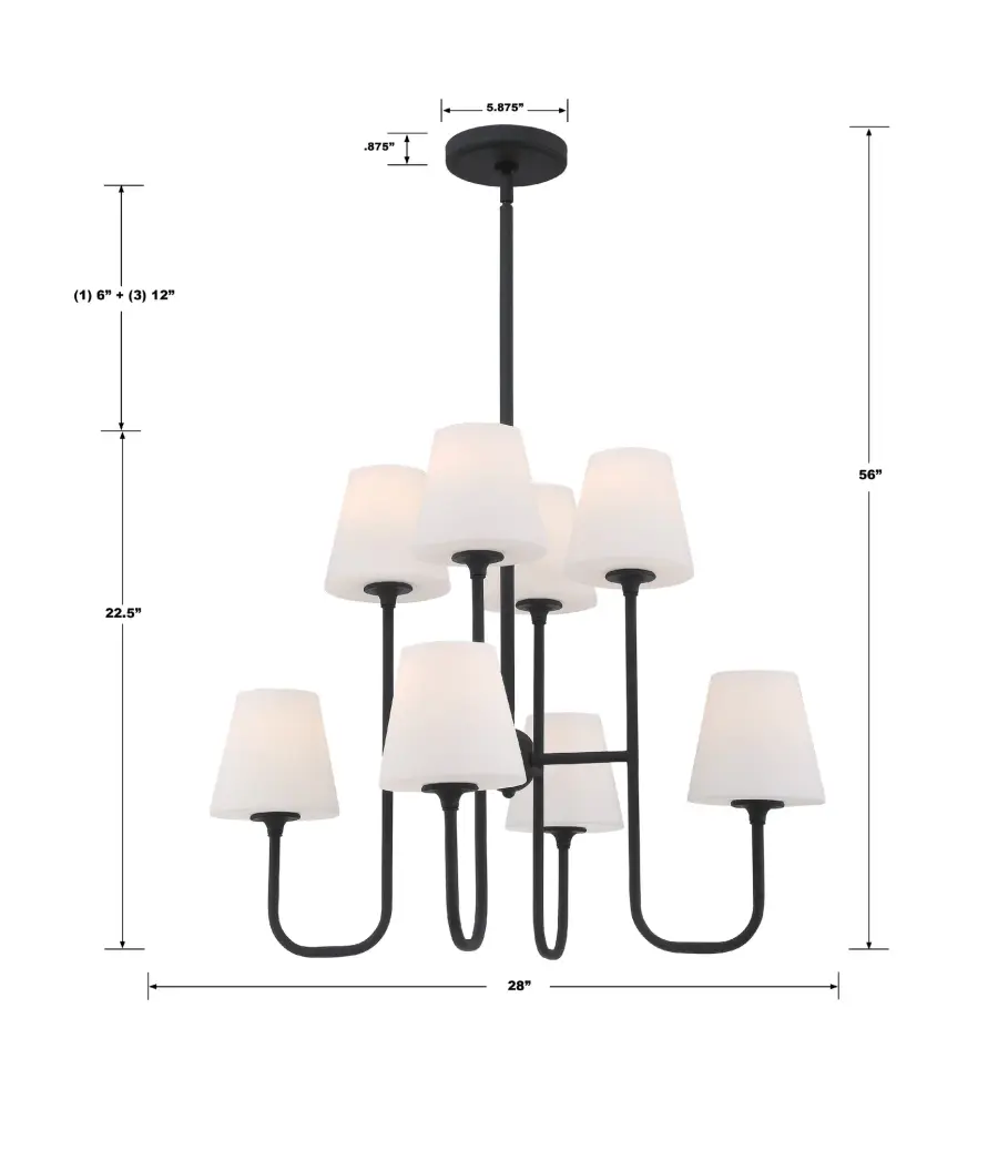 Keenan 28" Chandelier in Black Forged - Image 17