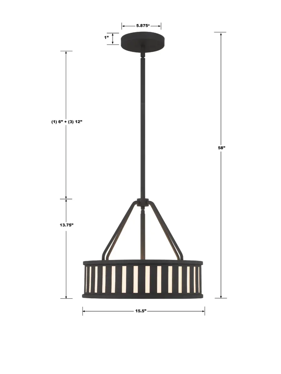 Kendal 15.5" Drum Chandelier in Black Forged - Image 12