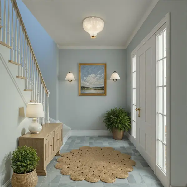 Elegant Textured Glass Semi-Flush with Luxe Gold Finish - Image 6