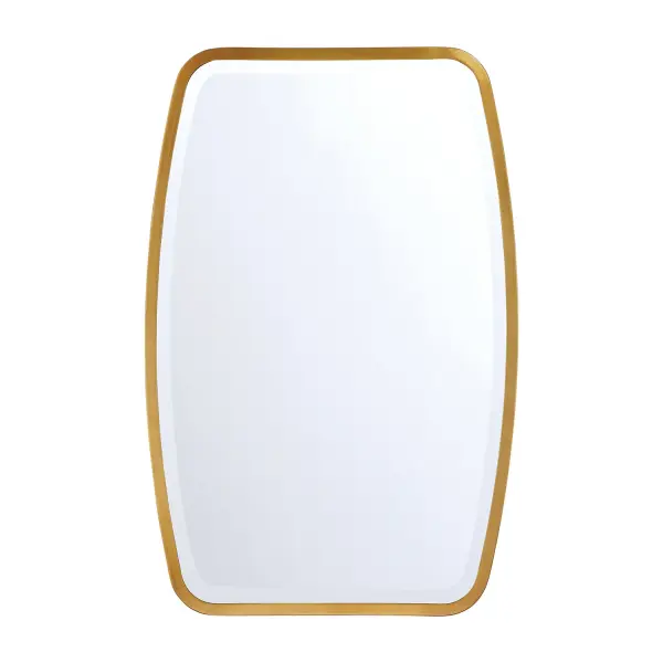 The Lindee Mirror combines sleek contemporary design with soft curved edges, creating a versatile accent piece. Its Antique Gold finish adds warmth and sophistication to any space while maintaining a minimalist aesthetic.