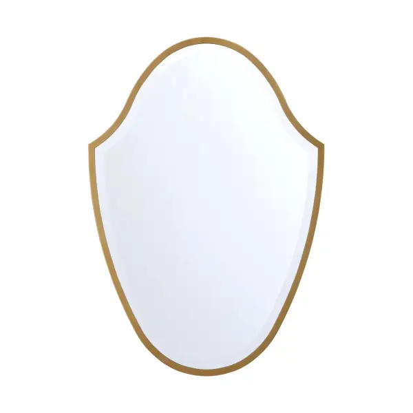 The Lindee Mirror combines understated elegance with contemporary design through its gently curved rectangular shape and sophisticated Antique Gold finish. Perfect for adding refined style to any space.