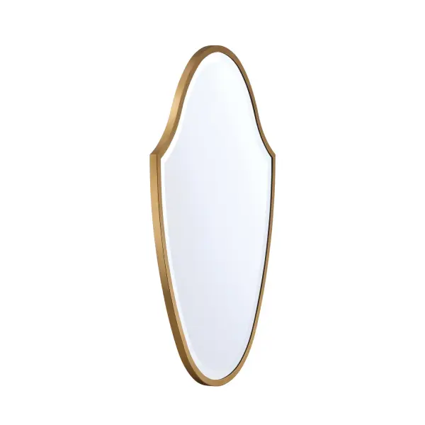 The Lindee Mirror combines understated elegance with contemporary design through its gently curved rectangular shape and sophisticated Antique Gold finish. Perfect for adding refined style to any space. - alternate view