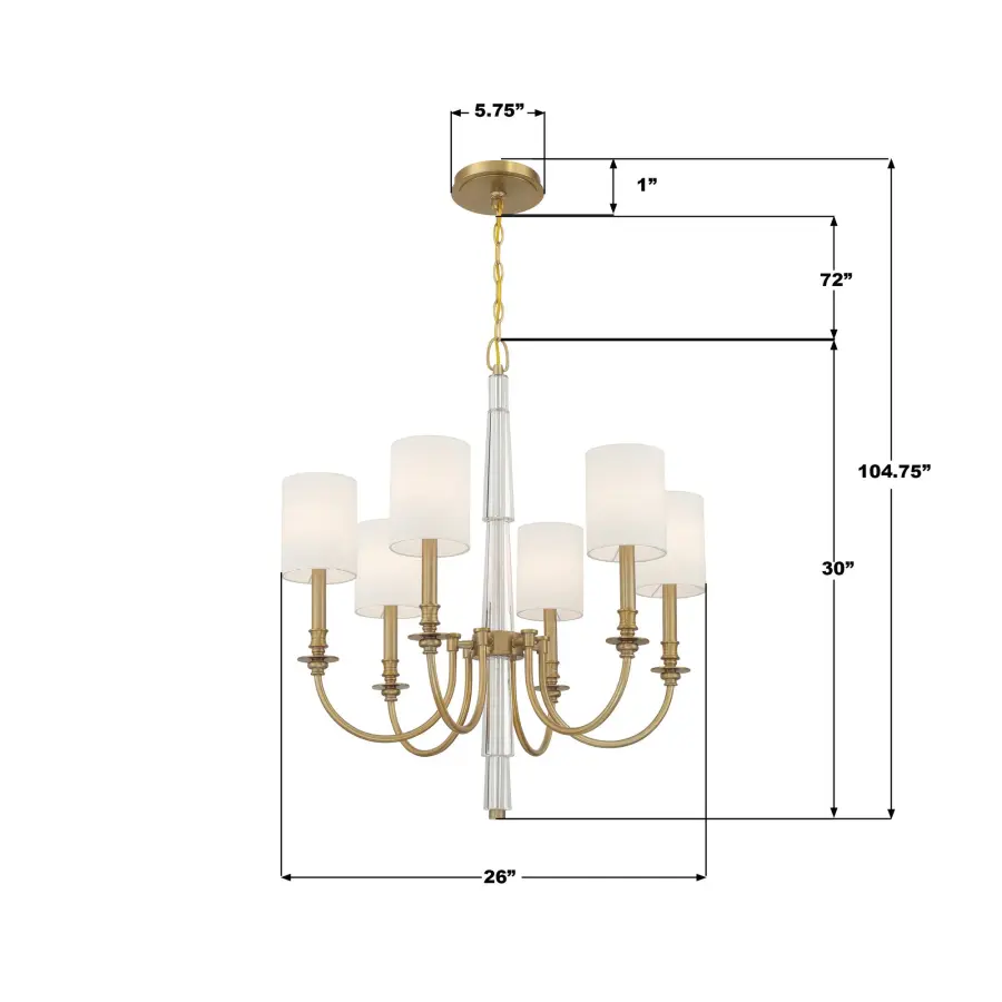 Lloyd 26" Chandelier in Aged Brass - Image 7