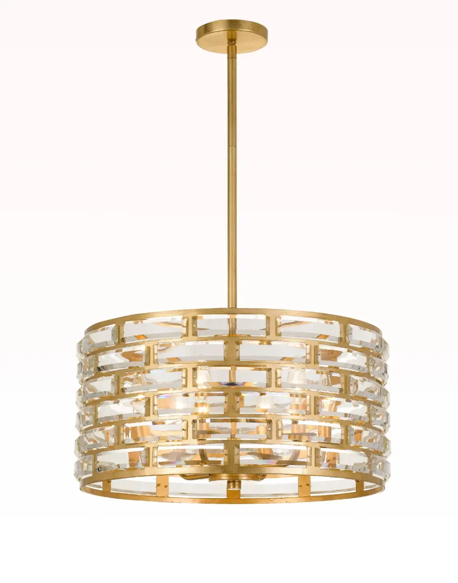 Meridian 20" Crystal Pendant in Antique Gold - Image 1