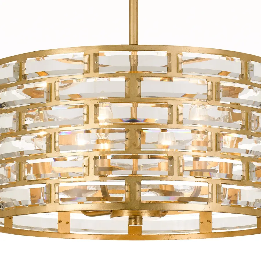 Meridian 20" Crystal Pendant in Antique Gold - Image 2