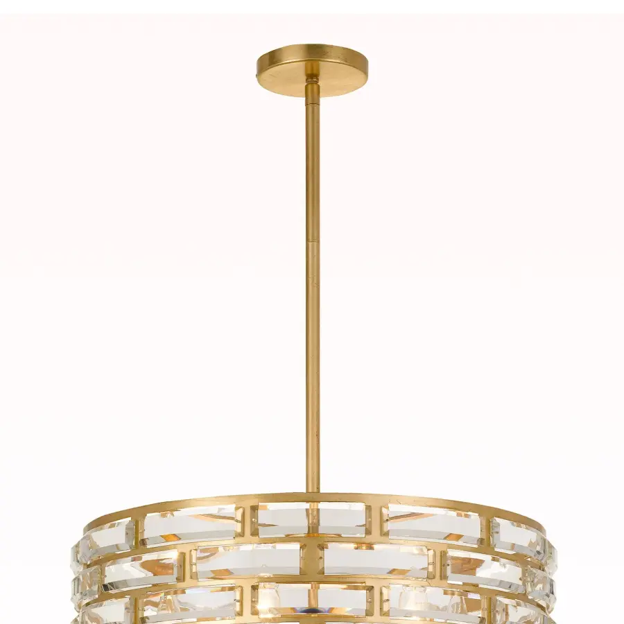 Meridian 20" Crystal Pendant in Antique Gold - Image 3