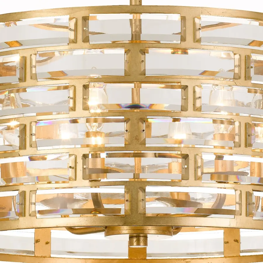 Meridian 20" Crystal Pendant in Antique Gold - Image 4