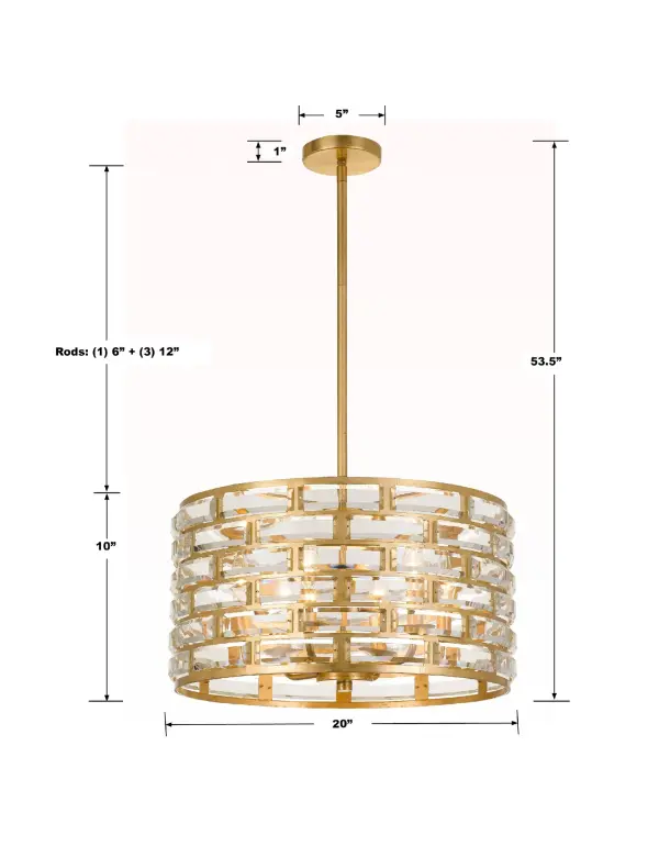 Meridian 20" Crystal Pendant in Antique Gold - Image 5