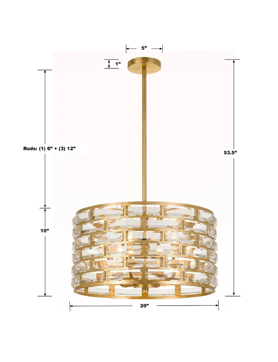 Meridian 20" Crystal Pendant in Antique Gold - Image 5