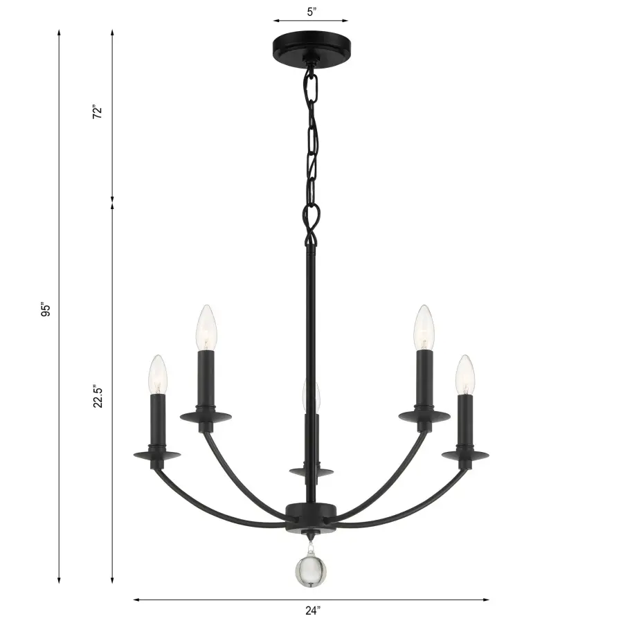 Mila 23" Black Chandelier - Image 6