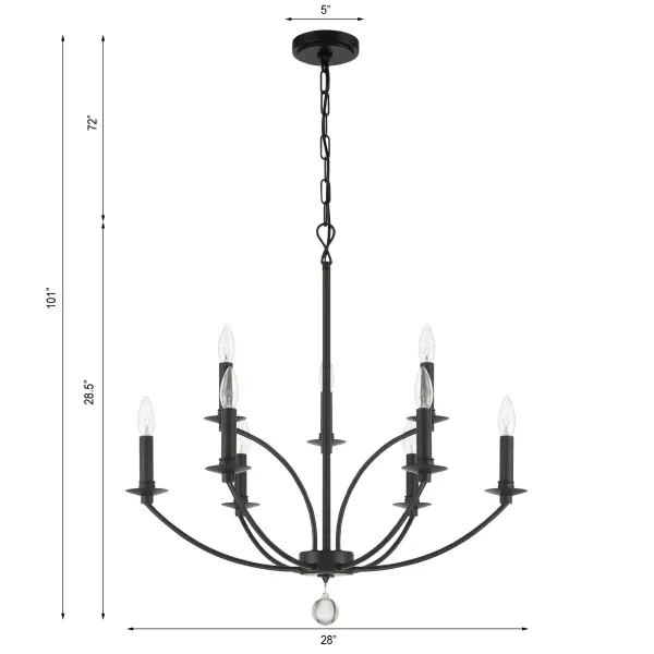 Mila 28" Black Chandelier - Image 8