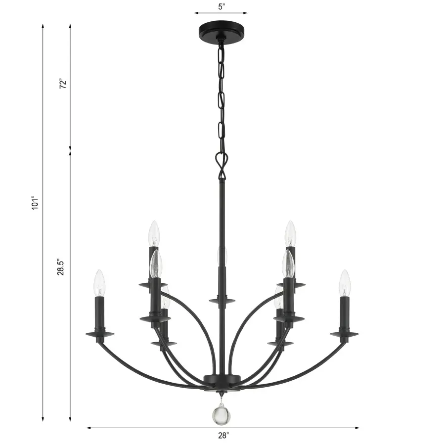 Mila 28" Black Chandelier - Image 8