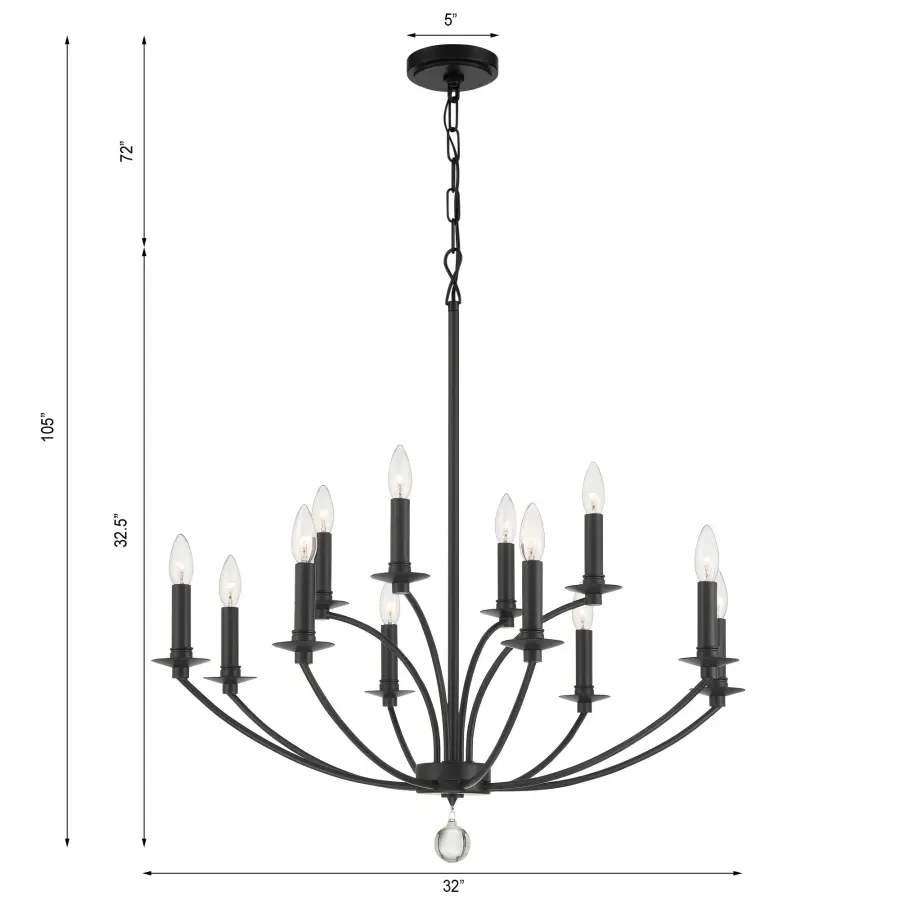Mila 32" Black Chandelier - Image 10