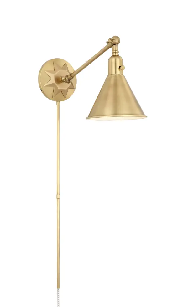 The Morgan task sconce combines functional task lighting with stylish farmhouse design. Its tapered metal shade and embossed star backplate add character while directing light precisely where needed. Hardwire or plug-in flexibility makes installation easy.