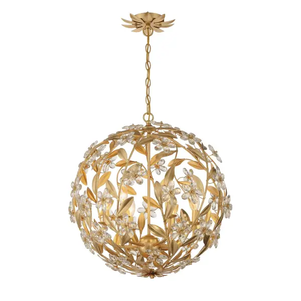 Marselle 22" Crystal Chandelier in Antique Gold - Image 1
