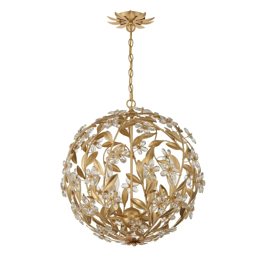 Marselle 22" Crystal Chandelier in Antique Gold - Image 2