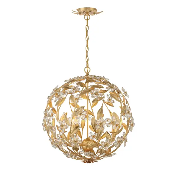 Marselle 22" Crystal Chandelier in Antique Gold - Image 3
