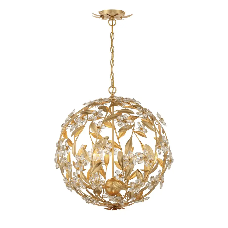 Marselle 22" Crystal Chandelier in Antique Gold - Image 3