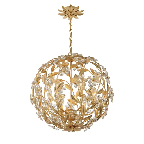 Marselle 22" Crystal Chandelier in Antique Gold - Image 4