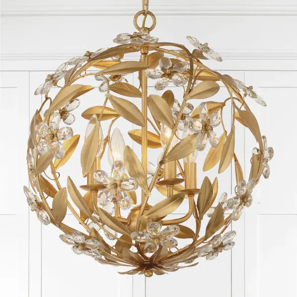 Marselle 22" Crystal Chandelier in Antique Gold - Image 6