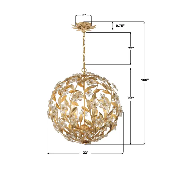 Marselle 22" Crystal Chandelier in Antique Gold - Image 8